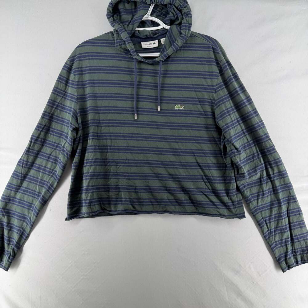 1406 WL- Lacoste Regular Fit Striped Long Sleeve Hooded Sweatshirt